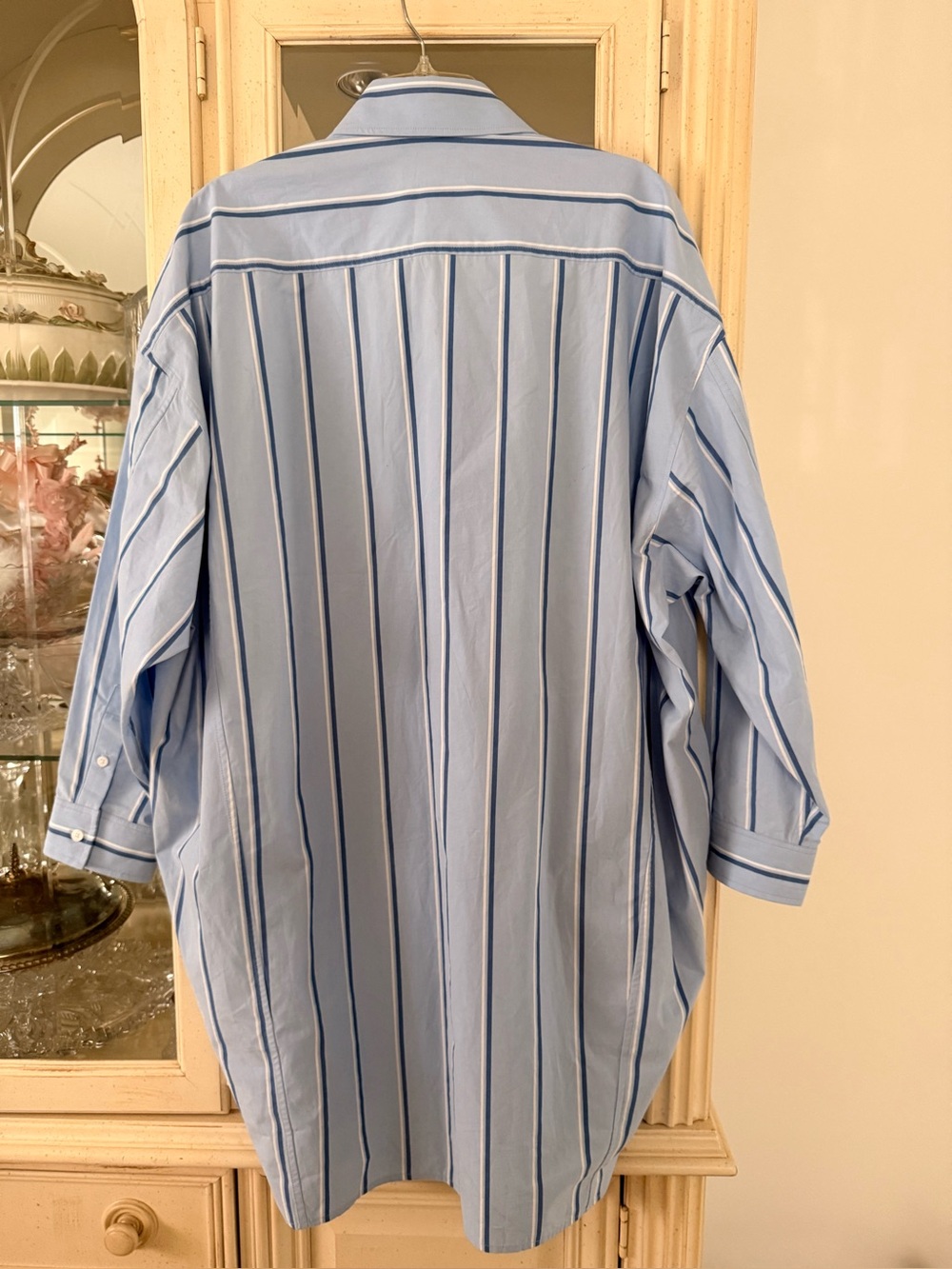 New 💙Calvin Klein Light Blue and Navy Striped Shirt Dress size L - Picture 5 of 14